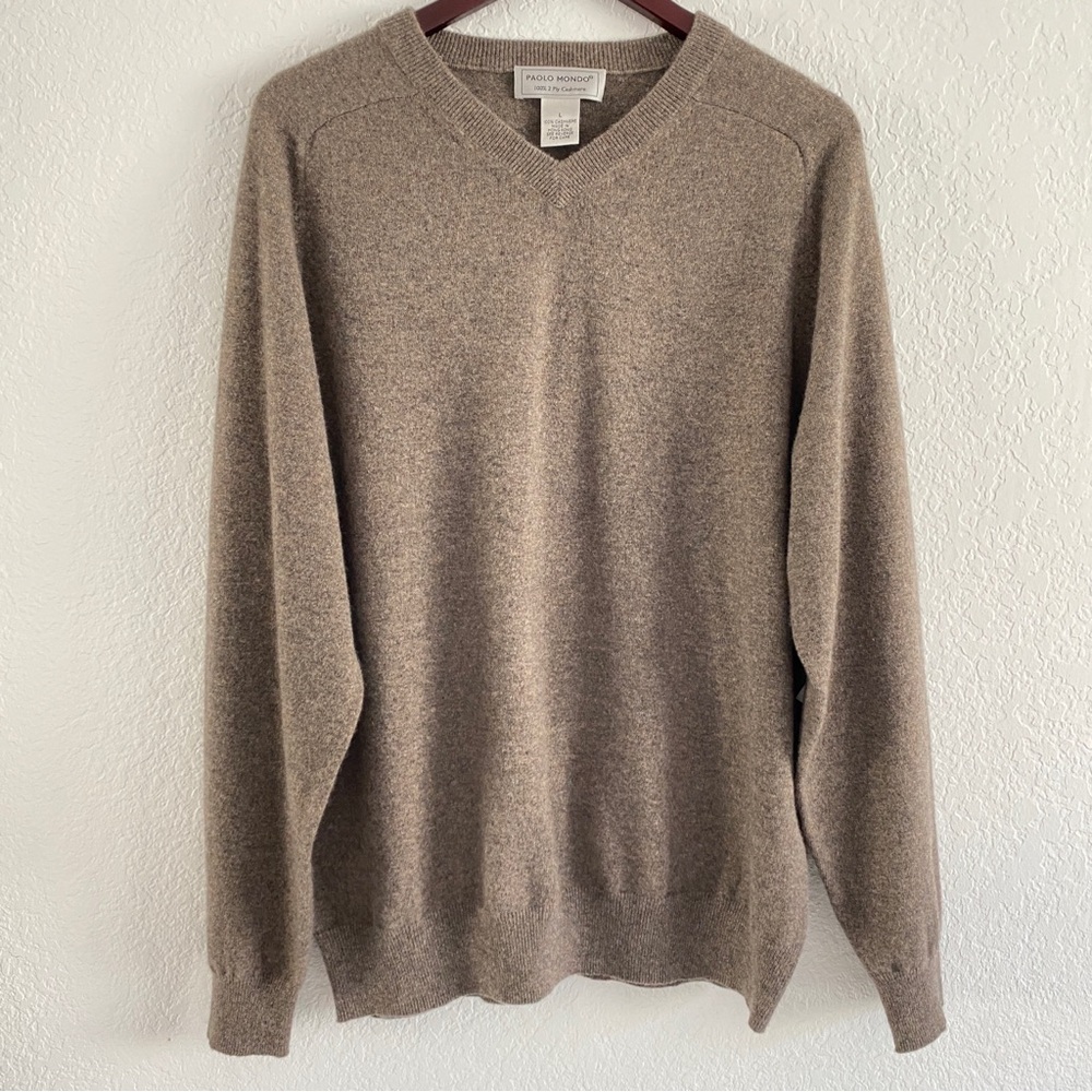 Paolo Mondo V neck brown Cashmere sweater
